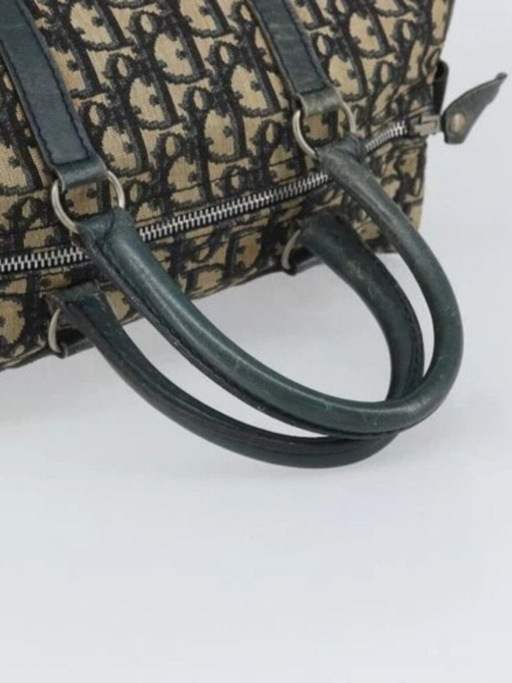 Christian Dior Trotter Canvas Boston Bag Navy Silver Auth 164140 - Picture 7 of 16